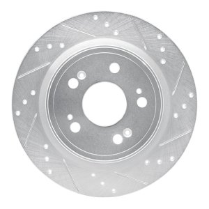 Acura RLX Brake Rotor (1) - Rear Right - R1 Concepts - Drilled & Slotted - Silver - `14-`20 Acura RLX Brake Rotor (1) - Rear Right - R1 Concepts - Drilled & Slotted - Silver - `14-`20